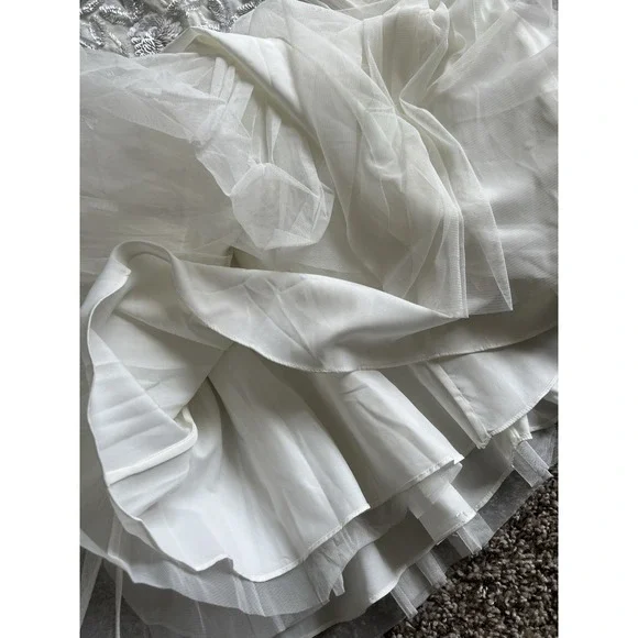 ASOS BRIDAL Arabella embellished bodice mini wedding dress mesh skirt sz 8 Luxy - Picture 10 of 13